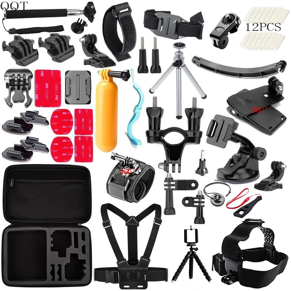 

QQT For gopro accessories for go pro hero 5 4 3 + 3 set mount for gopro / xiaomi yi camera / eken h9 tripod