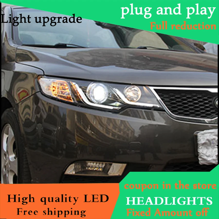 Автомобильный Стайлинг чехол для фары Kia Forte 2010 2014 Cerato светодиодный DRL Bi Xenon