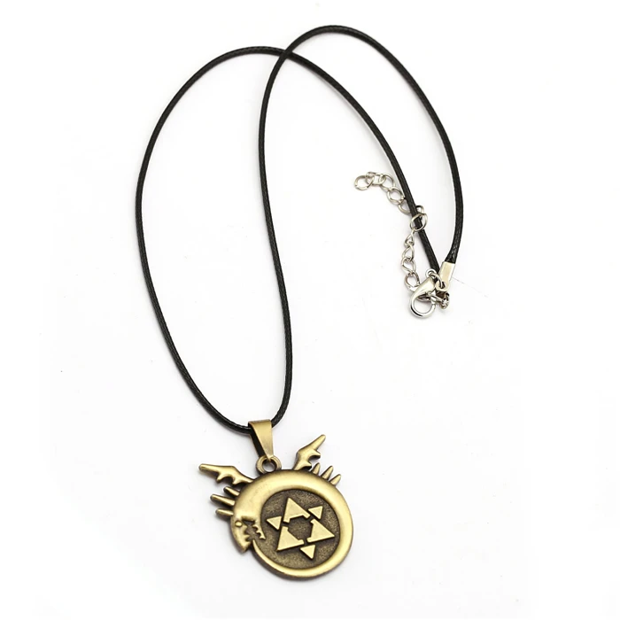 Цельнометаллический кулон алхимик, логотип Эдварда хомункула, подвеска на веревочной цепочке, ожерелье для женщин и мужчин, очаровательные подарки, ювелирные изделия из японского аниме