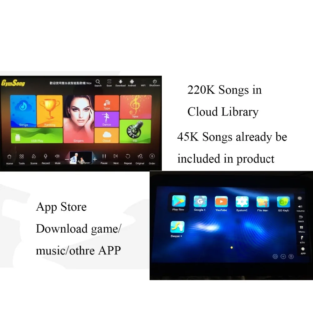 GymSong Ktv плеер машина динамик Китай Android с 2 ТБ жесткий диск включает 40k песни домашний музыкальный автомат сенсорный экран караоке система