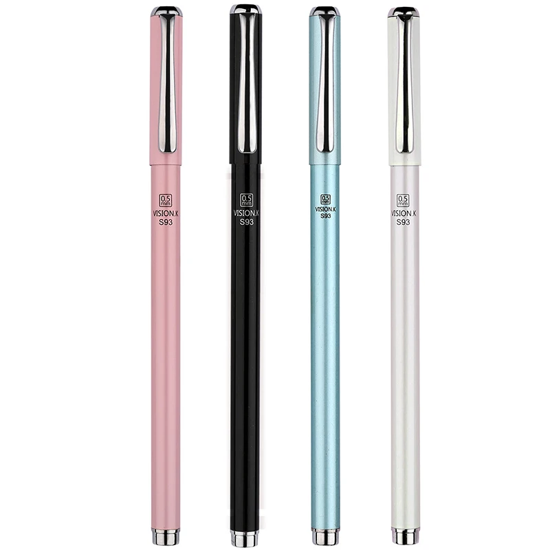 

High Quality Cute 0.5mm Metal Feeling Gel Pens For School Writing Supplies Black Refill Kawaii Pen Office Business Gift GelPens