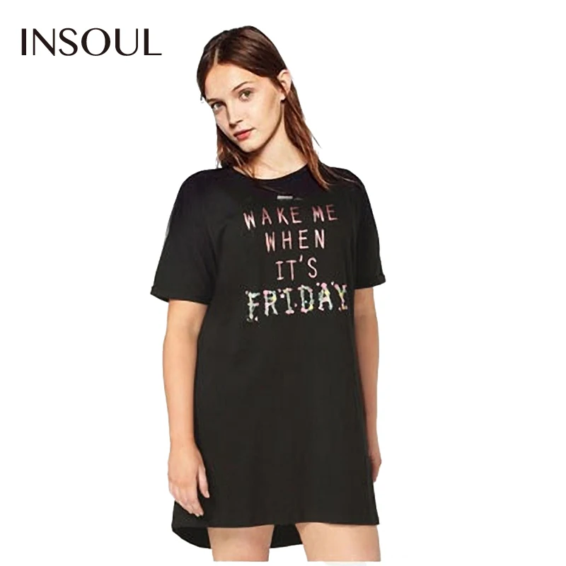 INSOUL Plus Size 2017 Women Clothing Casual Letter Printing T-shirt Long Style Brief Fashion Large 3XL 4XL 5XL 6XL | Женская одежда