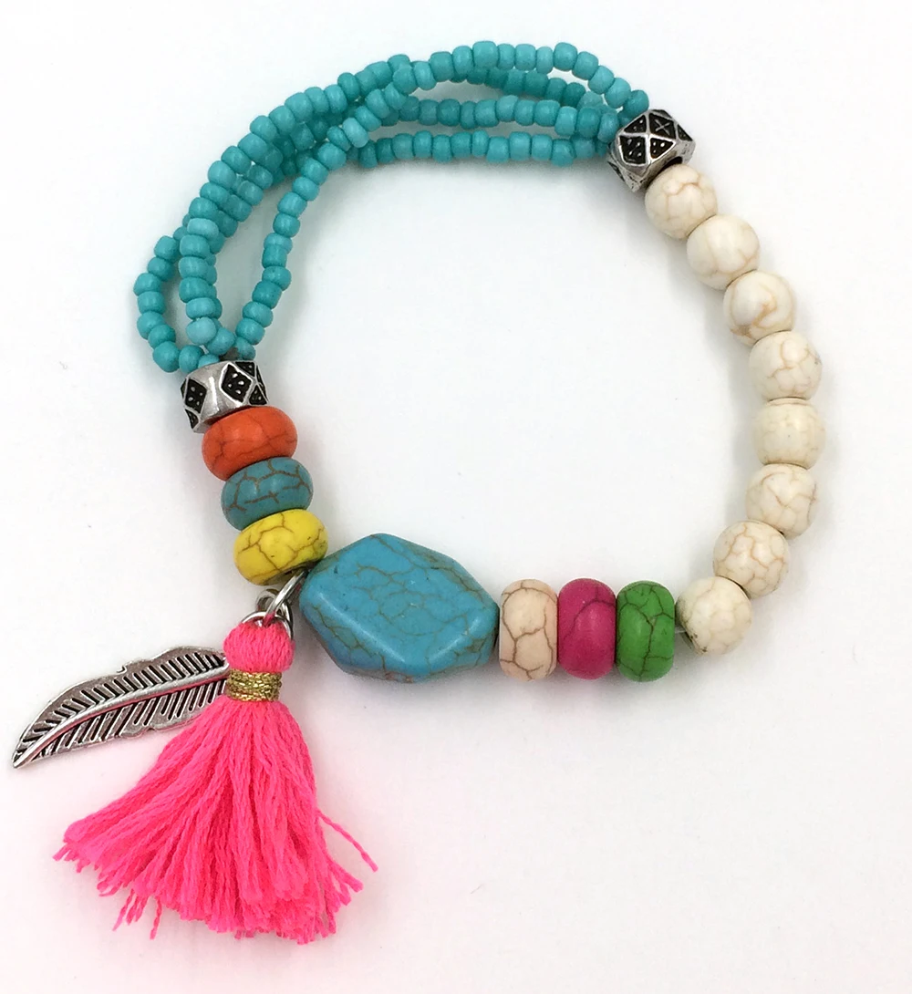 fe mar Mediterráneo protesta Pulsera de la Amistad Europea Bohemia, brazalete colorido tejido de  seedbeads con cuentas, abalorios de borla de hoja, pulseras  multicapa|layered bracelet|friendship braceletsmulti layer bracelet -  AliExpress