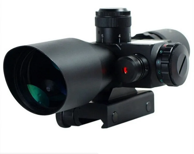 Бесплатная доставка 2,5-10X40 Riflescope с подсветкой тактический Riflescope с красным лазером область охоты