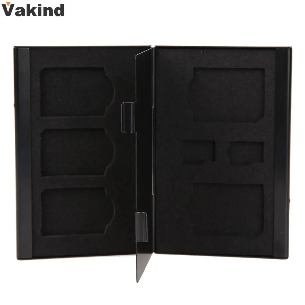 

Anti-magnetic Anti-dust Aluminum 5SD+ 2TF Micro SD Cards Pin Durable Practical Storage Box Case Cover Holder Protector Black