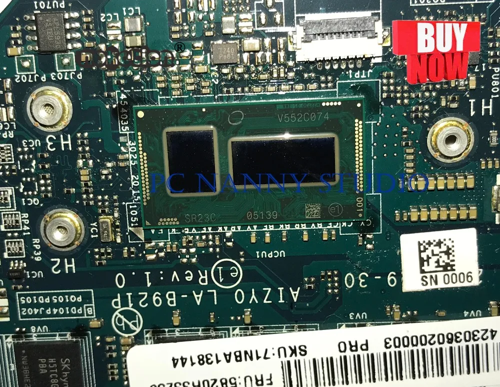 PCNANNY 5B20H33238 AIZY0 LA-B921P for Lenovo YOGA 3-1170 laptop motherboard SR23C M-5Y10C 4GB teste