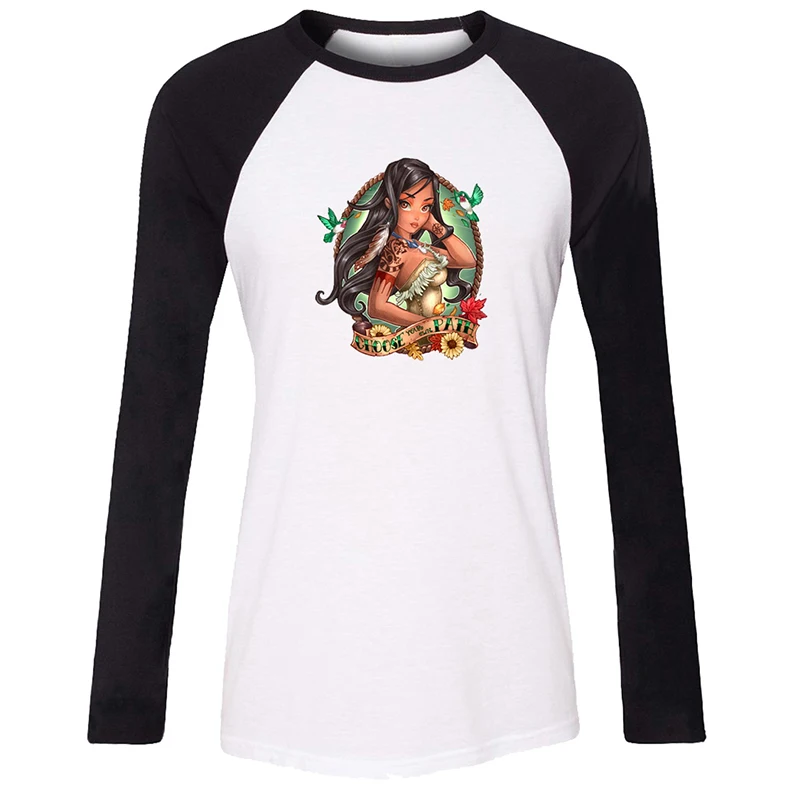 

Forever Tattoo Skull Girl Retro Art Princess Pocahontas Design Womens Ladies Printing T Shirt Graphic Tee Long Sleeve Cotton
