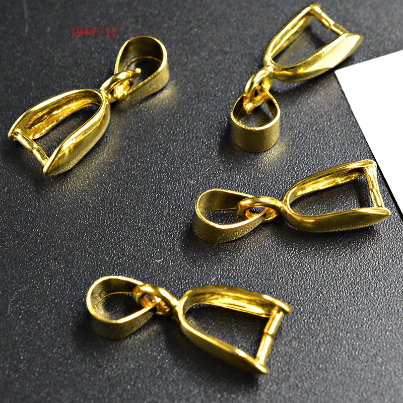 

FLTMRH 8pcs 19*7mm gold Pendant Clips & Pendant Clasps Pinch Clips Bails Charm Necklace Connectors Beads DIY Jewelry Findings