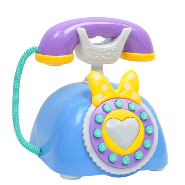 Plastic Electronic Vintage Telephone Landline Kids Pretend Play Early Educational Toy Birthday Gift 4