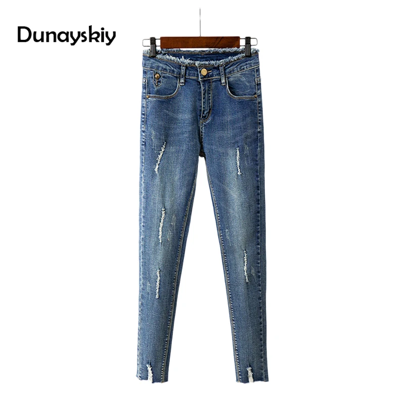 Blue High Waist Jeans Women Skinny Ripped Jeans Denim Trousers Fashion Pencil Jeans For Women Stretch Pants Women Dunayskiy 