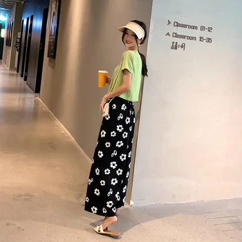 

Loose 2019 Brief Print Two Piece Set Casual High Waist Vintage Summer Set Women Korean Fashion O-neck Women's Sets