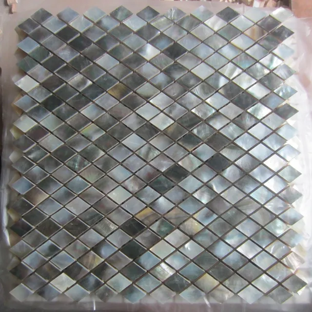 Black Lip Shell Mosaic Tile On Mesh With Ceramic Base Black Lip Shell Mosaic Tile On Mesh With Ceramic Base Backsplash Bathroom