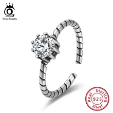 ORSA JEWELS, женские кольца, 925 пробы, серебряные, регулируемые, AAA, черные и белые, CZ, Женское кольцо, мода для подарков, вечерние ювелирные изделия SR119