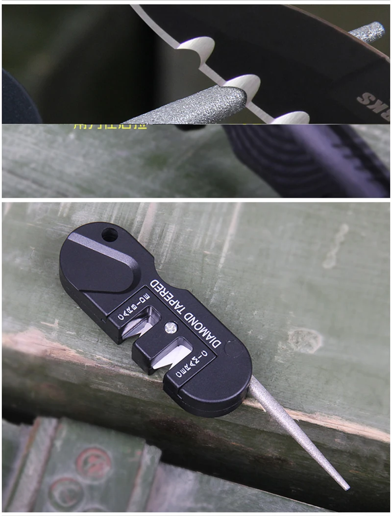 Трехступенчатый керамический, твердосплавный Алмазный нож точилка Карманный Открытый EDC инструмент рыболовный крючок профессиональная заточка камня