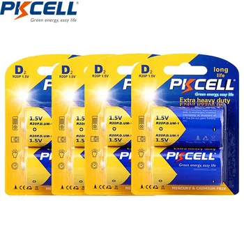 

4Card/8Pieces PKCELL Battery - non-rechargeable batteries Zinc-Carbon D R20 R20P UM1 AM1 single use Batteria 1.5V