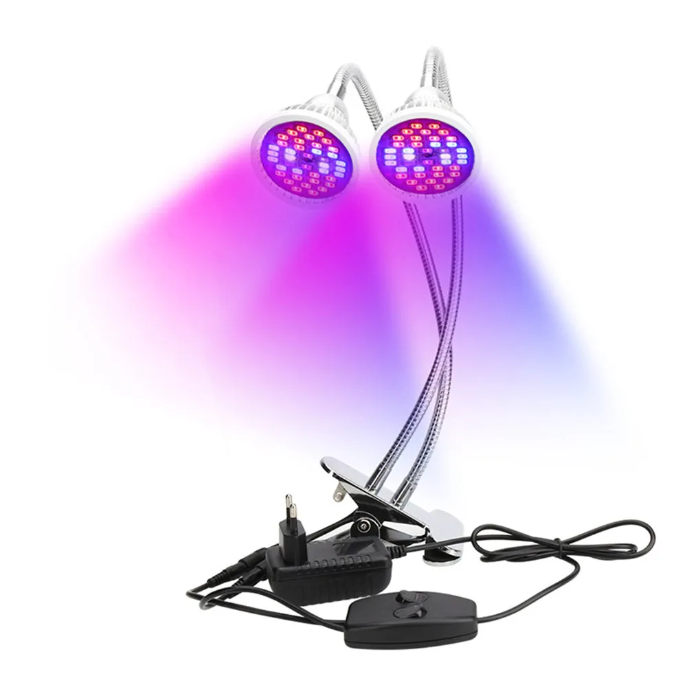 

2 heads LED Grow Light Dual Head 18W Plant Grow Lamp LED Fitolampy with Double on/off Switch for Hydroponics Grow System