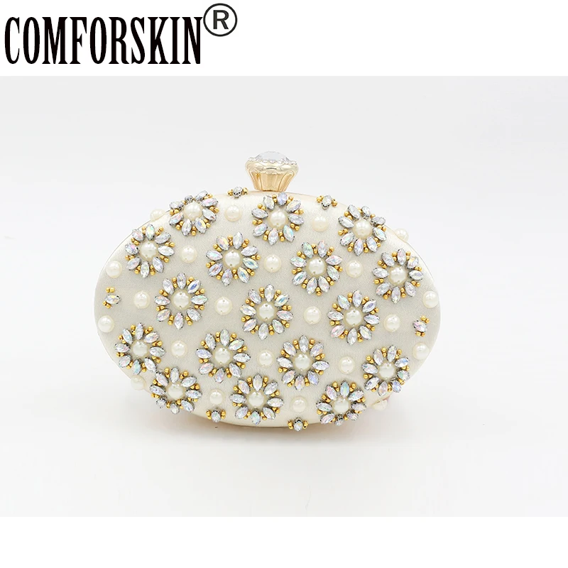 

COMFORSKIN Brand Evening Bags Women Clutch Bags Evening Clutch Bags 2019 Wedding Bridal Handbag Pearl Fashion Rhinestone Bags