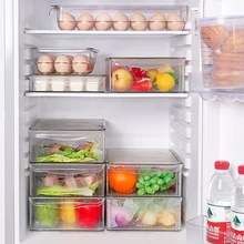 PET Crisper с крышкой кухонный холодильник стеллаж для хранения морозильник ящик для хранения прозрачный контейнер для пищевых продуктов овощи фрукты свежий ящик