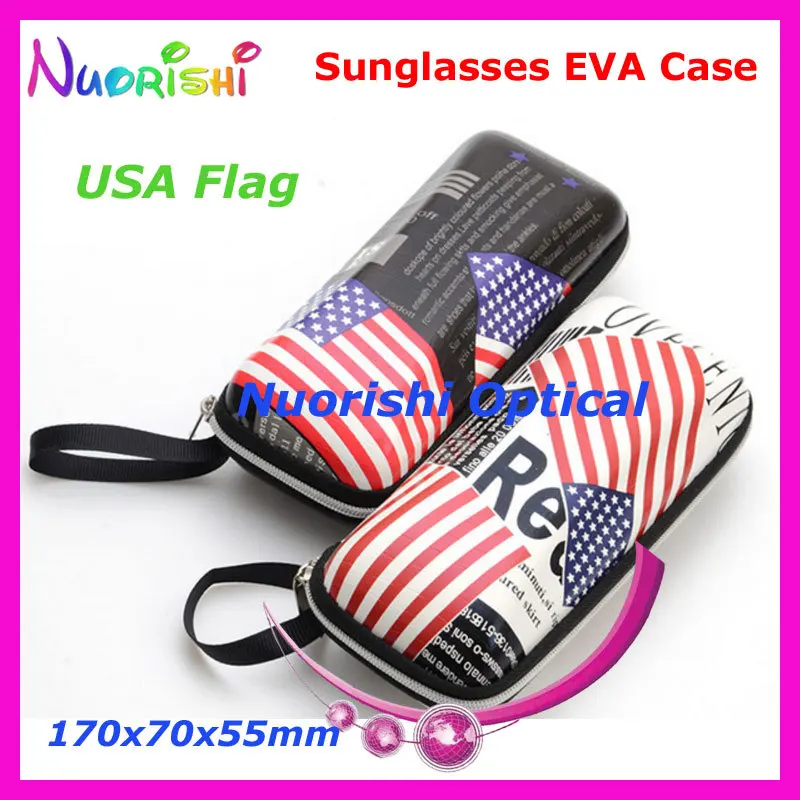 20 шт. Модный американский рисунок с флагом Очки солнцезащитные на молнии 2 цвета сумка для планшета EVA Box ML030