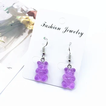 

Gifts Wedding Bear Candy Color Drop Earring Colors Hot Sale Cartoon Party Animal Resin 15 Colors Handmade Colorful 1Pair Cute