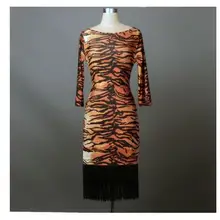 Леопардовое платье для латинских танцев с кисточками женское танго платье Сальса Румба современные танцевальные костюмы платье для латиноамериканских танцев Одежда для танцев