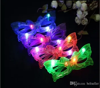 شراءفراشة LED وامض نظارات تضيء الهذيان اللعب لجميع القديسين تنكر قناع فستان حفلة عيد الميلاد لوازم الديكور