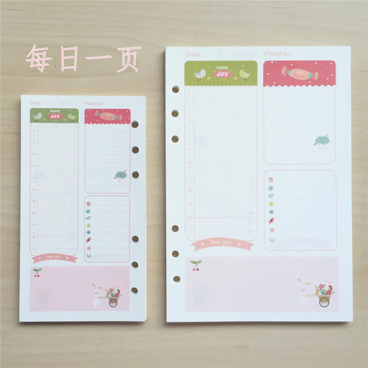 

New ! 20 sheets/lot A6 A5 colorful cartoon diary refills spiral notebook replace loose leaf stationery planner ring binder paper