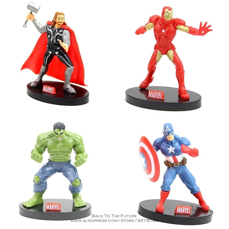 Disney с принтами &quotMarvel&quot &quotМстители&quot 4 шт./компл. 9 см Железный человек Халк Тор