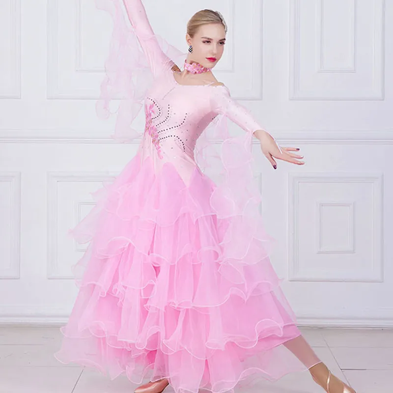 

white ballroom dress China waltz dance dress tango dance costumes foxtrot dress ballroom rumba dress dance wear women plus size