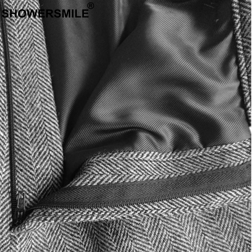 SHOWERSMILE, серые шерстяные брюки, мужские твидовые брюки в елочку, облегающие плотные зимние брюки, винтажная одежда в британском стиле