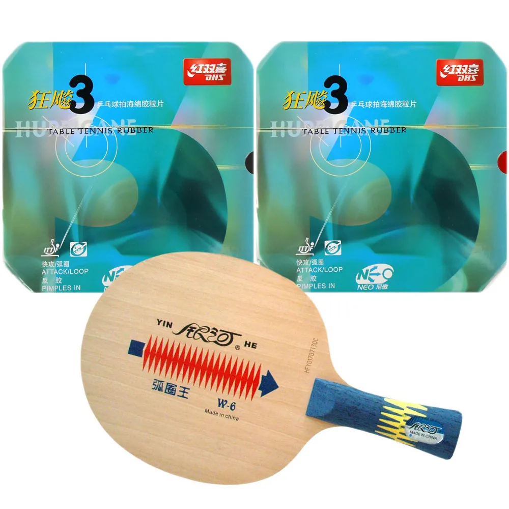 

Pro Table Tennis (PingPong) Combo Racket: Galaxy YINHE W-6 with 2x DHS NEO Hurricane 3 Rubbers Long shakehand FL