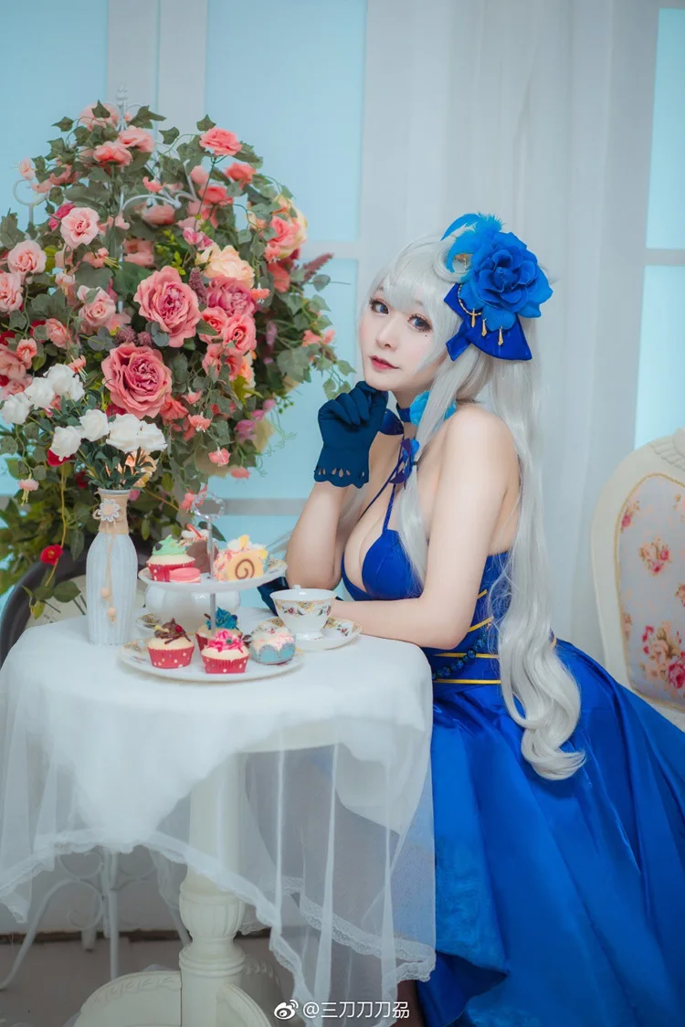 Костюм для костюмированной вечеринки с великолепным градиентом для игры Azur Лейн, голубое платье для Хэллоуина, летняя одежда, вечерние платья
