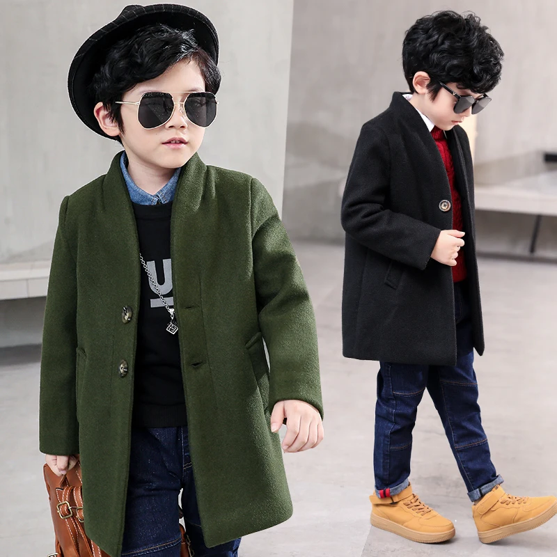 

Free Shipping Baby Boy Children Clothing Autumn&Winter Fashion Solid Long Coats Kids Single-Breased Shawl Collar Wool&Blends 577