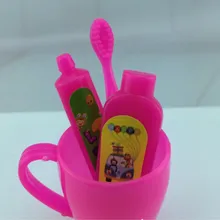 4 шт./компл. для Барби аксессуары для кукол кукольная мебель розовое тюбик зубной пасты Зубная щётка набор