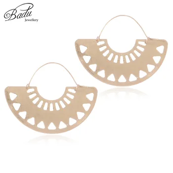 

Badu Big Hollow Hoop Earring Semi-circle Vintage Declaration Ethnic Earrings Geometry Fashion Jewelry Punk Girl Dropshipping