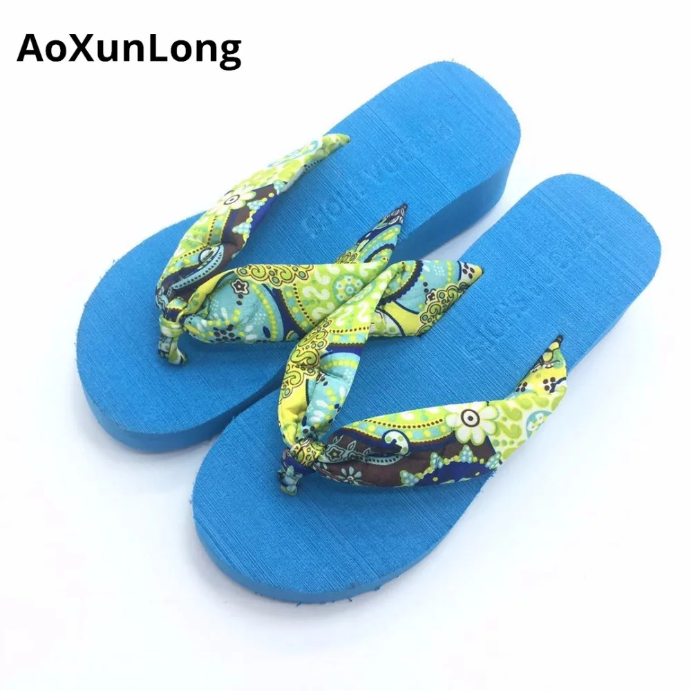

AoXunLong Summer Beach Flip Flops Women Height Increases Wedges Ladies Slippers Sandalias Mujer 2018 Bohemian Flip Flops Hot 38