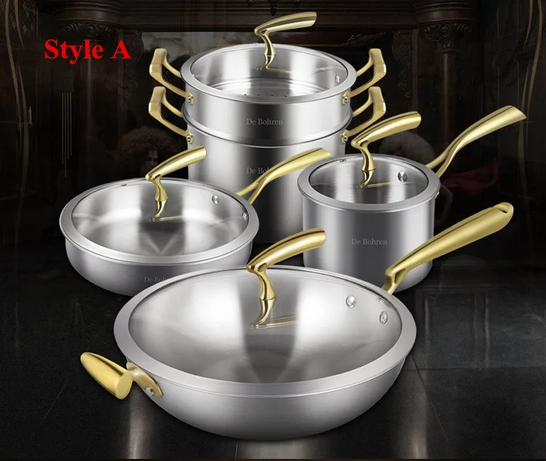 German Technic Cooking Tools 8pc Of Stainless Steel Cookware Set Pots Set  Pots And Pans Cooking Pots Glass Cover Induction Base - Cookware Sets -  AliExpress
