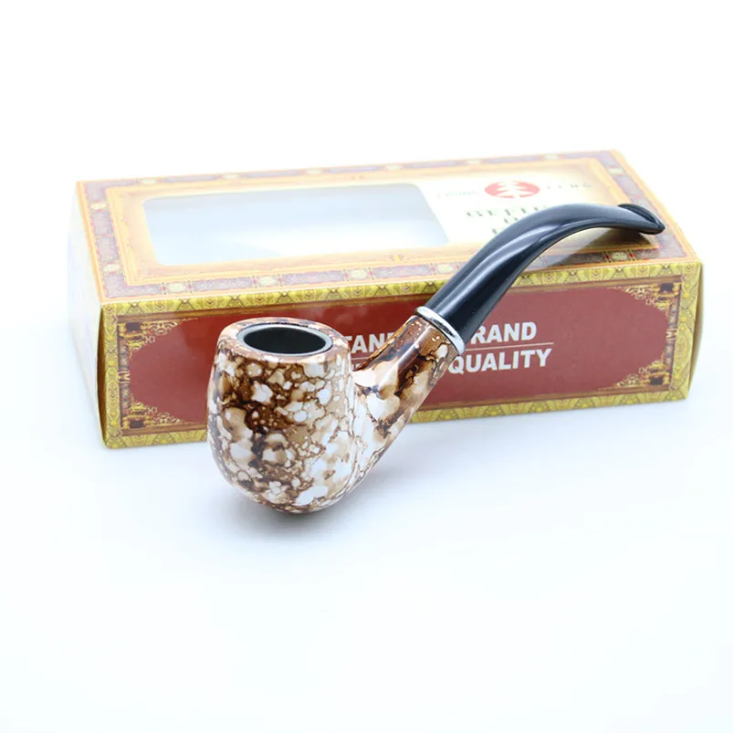 

1Pc 2017 Newest Pipe With Marble Color Enchase Smoking Pipe Exhaust Fitting Holder Hookah Accessory Creative Grain Tobacco Pipe