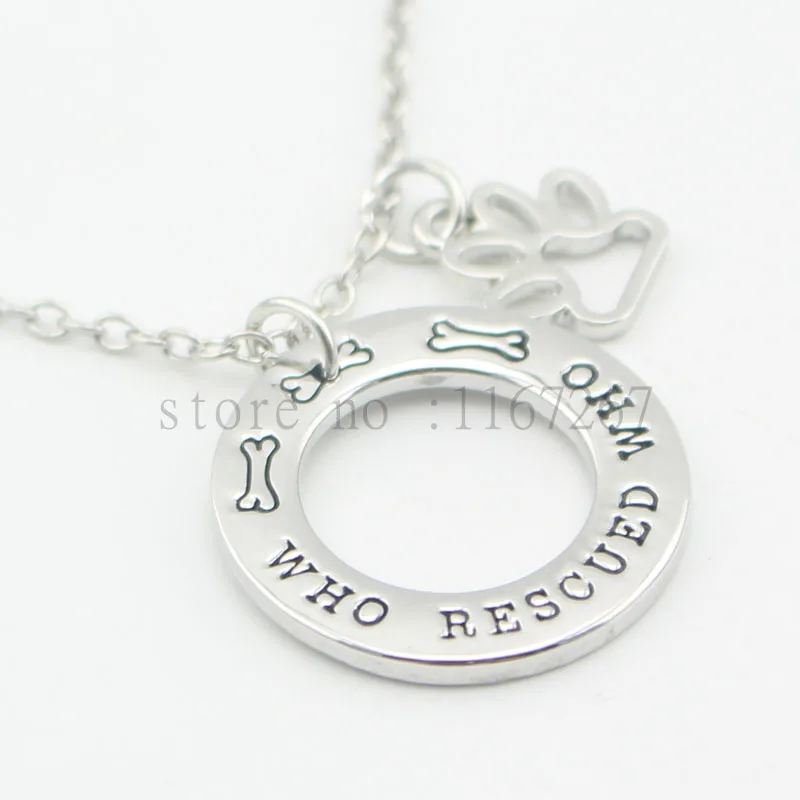 2016 new arrive Animal Rescue Jewelry "Who Rescued Who "Rescue Dog Pet