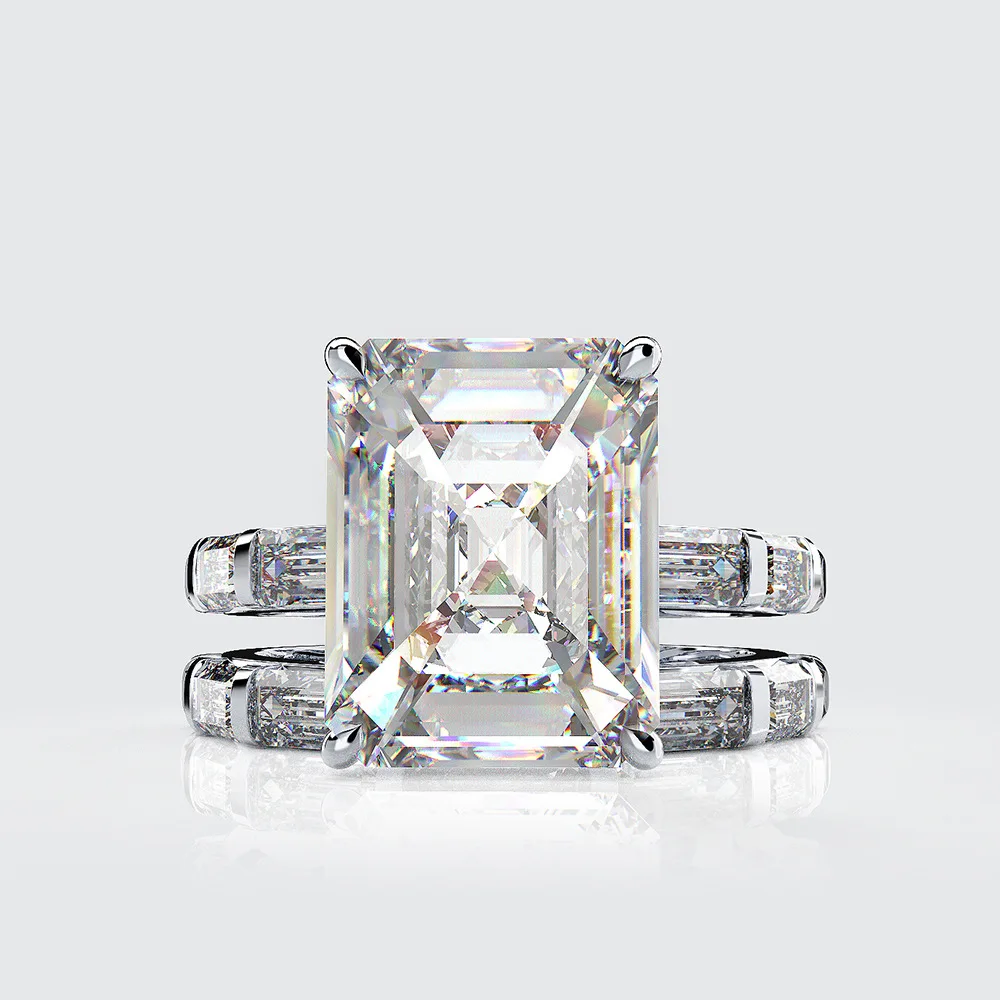 Rainbamabom Винтаж 925 пробы серебро создан муассанит драгоценный камень Свадебные обручальные кольца для пар наборы ювелирных изделий