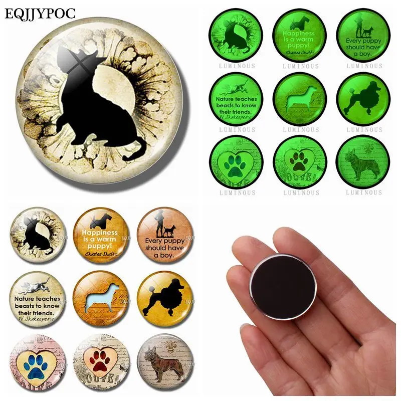 

Lovely Dog and Dog Paws Whiteboard Magnets for Fridge Decor 30 MM Glass Come Refrigerator Magnet Christmas Magnetic Decoration
