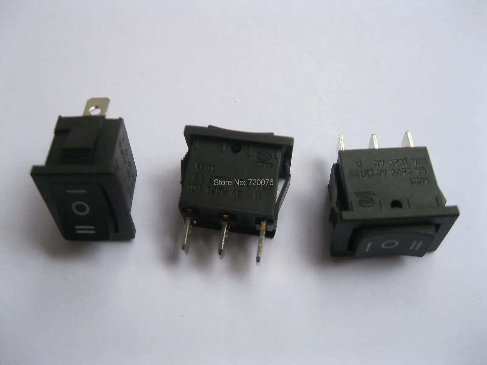 

80 pcs Rocker Switch KCD1 ON/OFF/ON Black 3pin 6A 10A