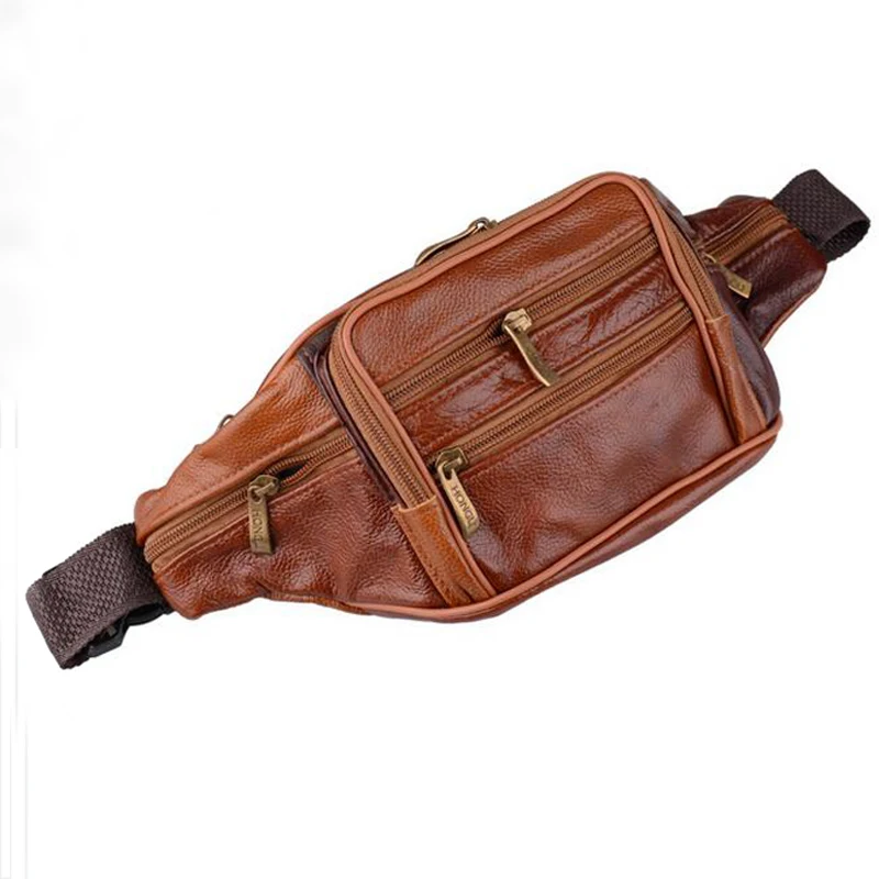 

2017 Men Travel Bags Genuine Leather Waist Pack Bag for Men Fanny Pack Belt Bag Male Multifunction Chest Bags