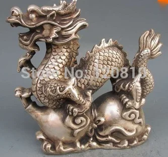 

Chinese Silver Bronze Statue - Dragon & Gourd w Ming Dynasty Xuan De Mark 028