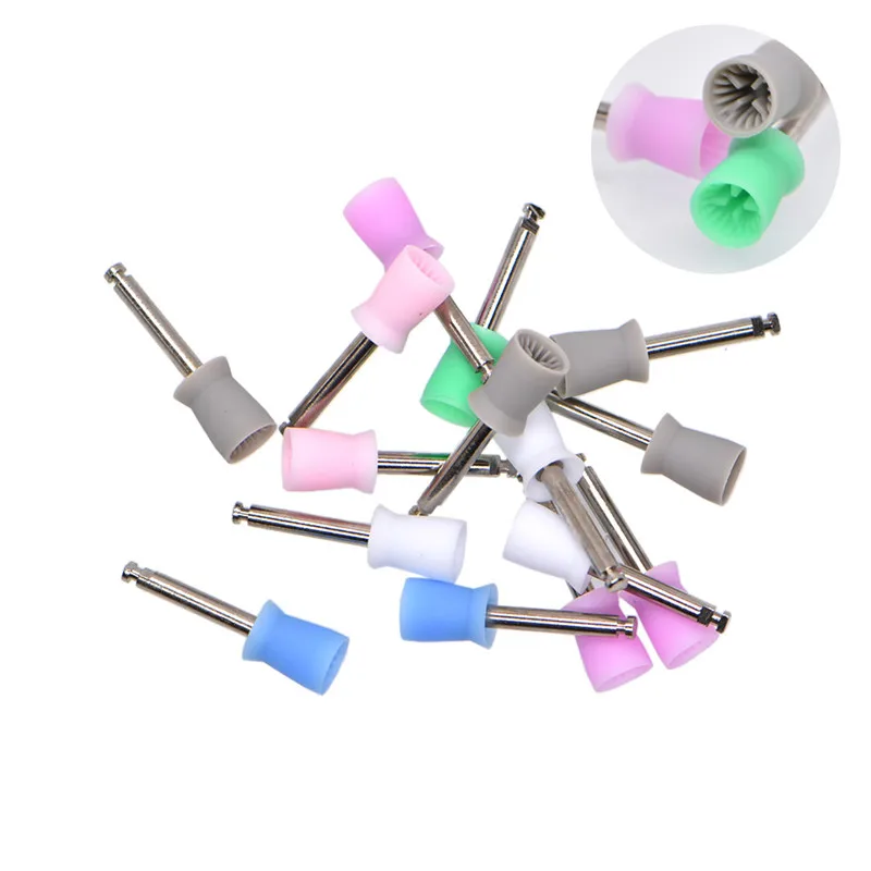 100pcs/bag Dental Polishing Cup Colorful Dental Bending Machine Polishing Brush Polisher Prophy