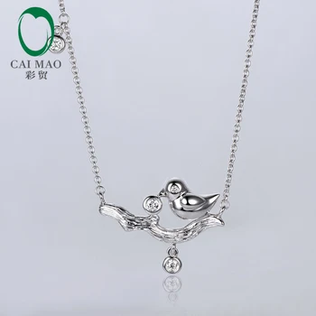 

Caimao Jewelry 14kt White Gold Natural H SI Diamond Engagement Chain Pendant