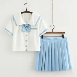Высокое качество 2019 школьная обувь для девочек Летняя униформа японский костюм моряка сценический короткий рукав рубашка и