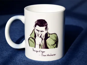 

New Quality Ceramic Coffee Mug Cup Supernatural Cartoon Dean The Eye Of Tiger
