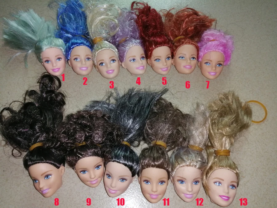 

B20-1 Original Foreign Trade European Beauty1/6 OOAK NUDE Doll Head Mussed Mushroom or Long Hair for DIY Soft PVC Head 90%NEW