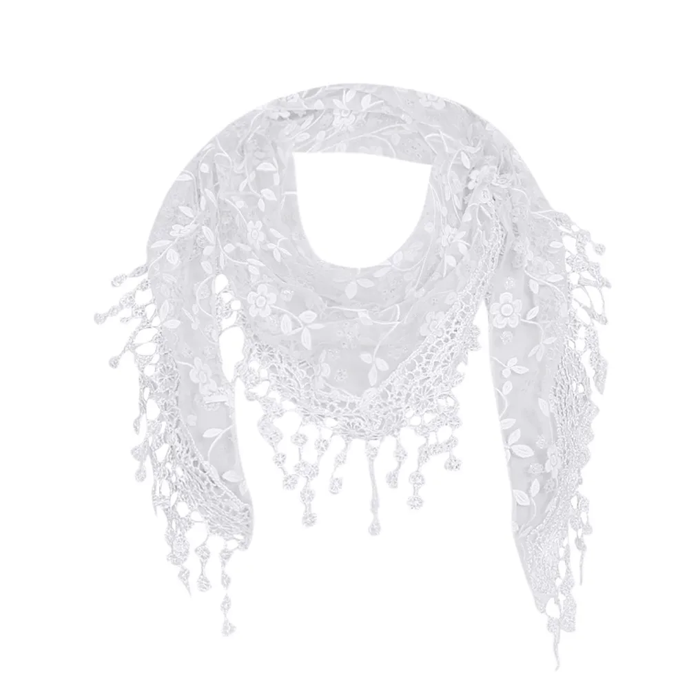 Женская Косынка, плотная шнурочная Цвет длинные мягкие Обёрточная бумага шарф Прозрачный цветочный, шарф-шаль с кисточками новейший фантастический верхняя шаль шарфы Y7 - Цвет: White
